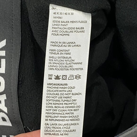 Eddie Bauer Fleece Lined Tech Pants Mens 40 x 30 Gray Water Repellent Insulated - Picture 13 of 13